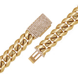 14k Yellow Gold Miami Cuban Chain Bracelet with Diamonds Box Clasp 9" 9.3mm 53g - 9.3mm 9" 53 grams