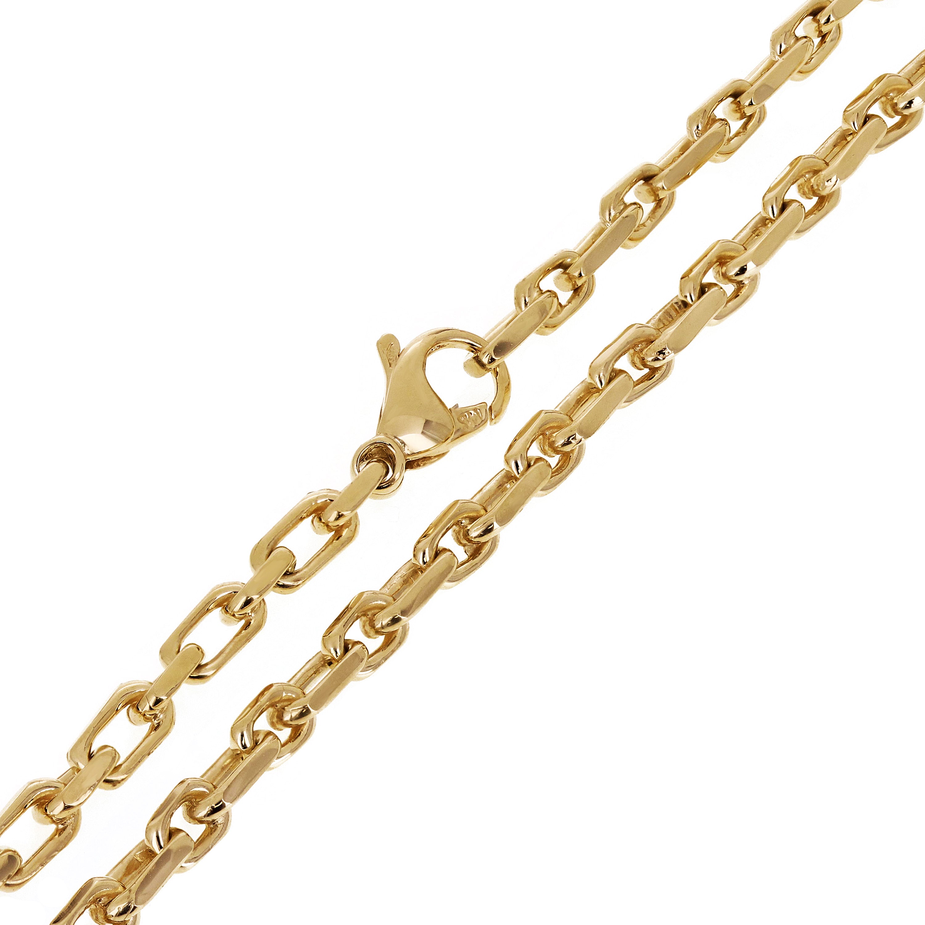 10k Yellow Gold Handmade Square Rectangle Link Chain Necklace 24" 4.5mm 38 grams