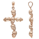 14k Rose Gold Solid High Polished Cross Skull Charm Pendant 1.65" 4.8 grams