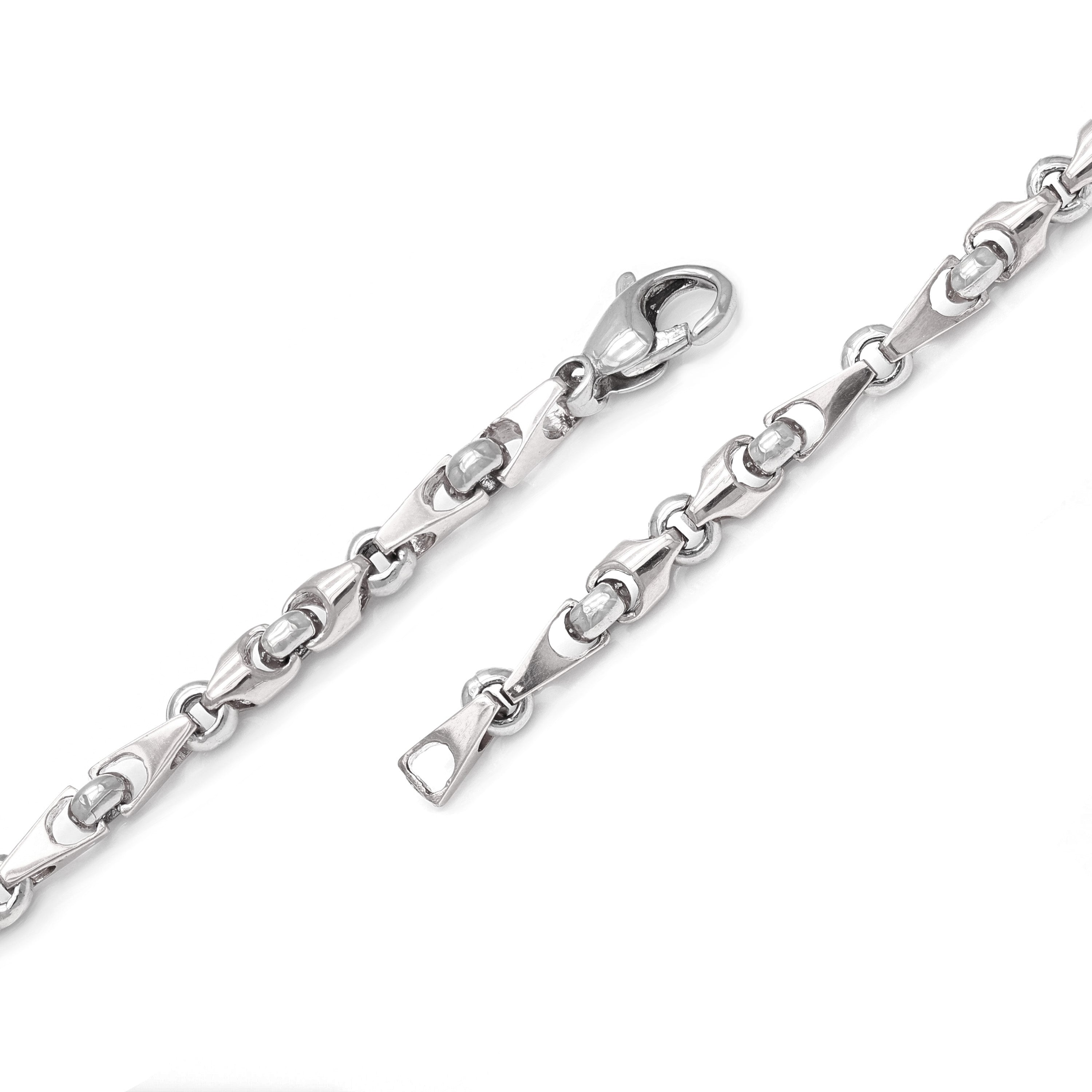 10k White Gold Handmade Fashion Link Bracelet 9" 5mm 17 grams