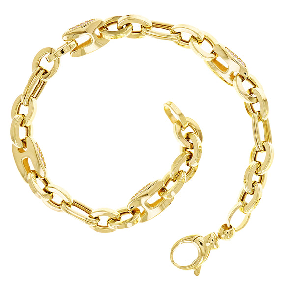 Italian 14k Yellow Gold Fancy Oval Links Bracelet 7.75