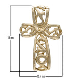 14k Yellow Gold Detailed Puffy 3D Filigree Cross Charm Pendant 2 grams - Yellow
