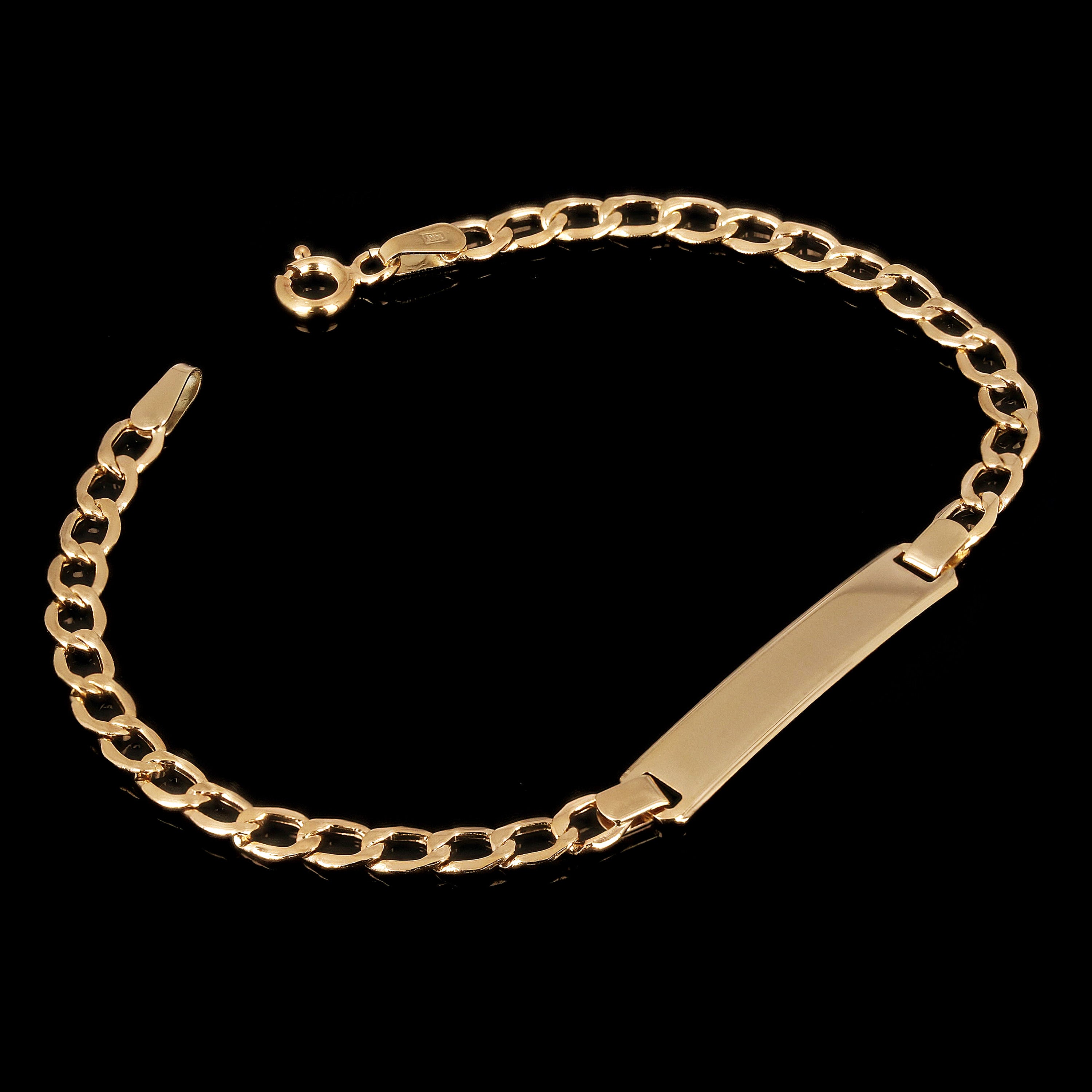 Italian 14k Yellow Gold Engravable Cuban Baby Kids ID Bracelet 5mm 6.5" 2.1grams