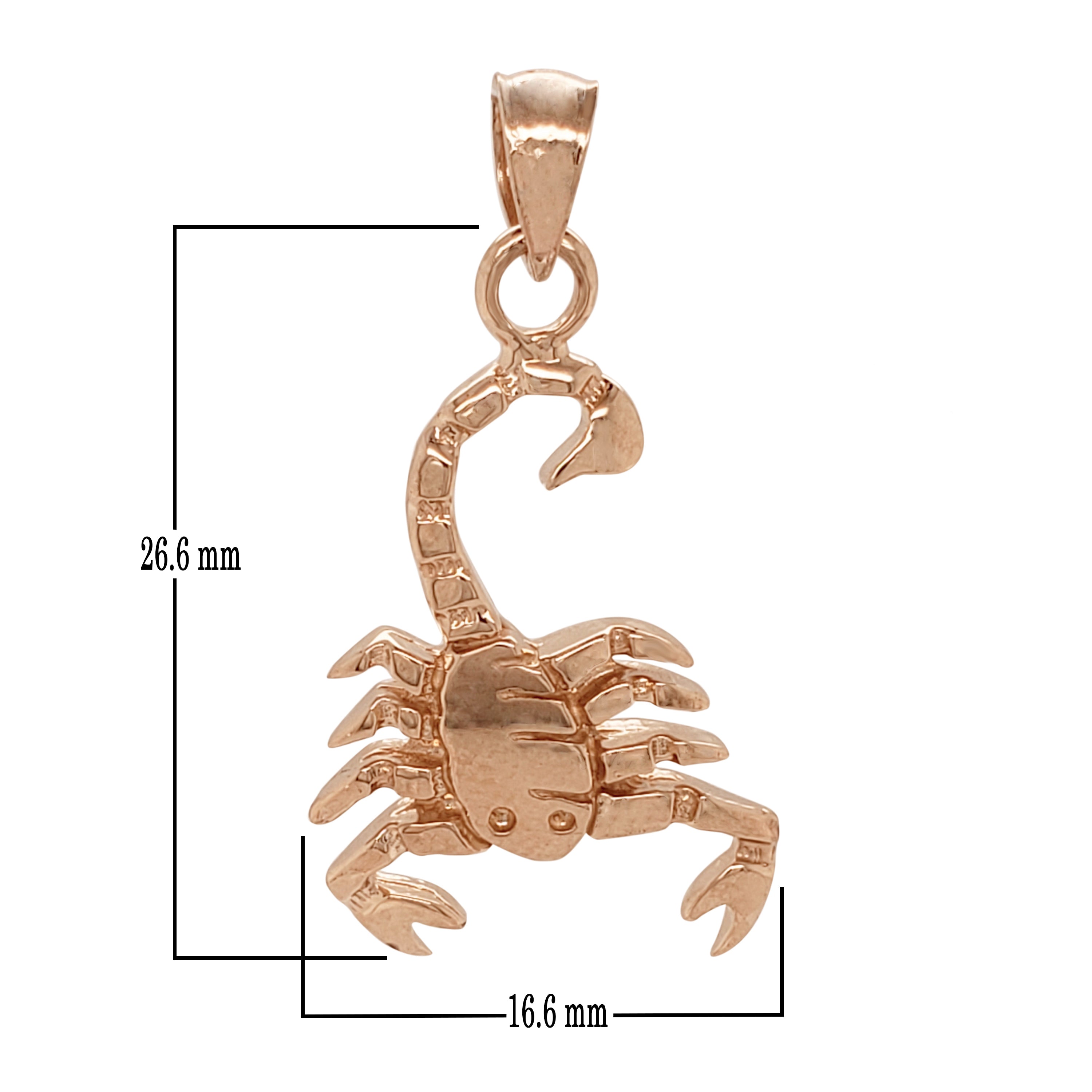 14k Rose Gold Scorpio Zodiac Sign Scorpion Charm Pendant 1.2" 3.3 grams - Rose
