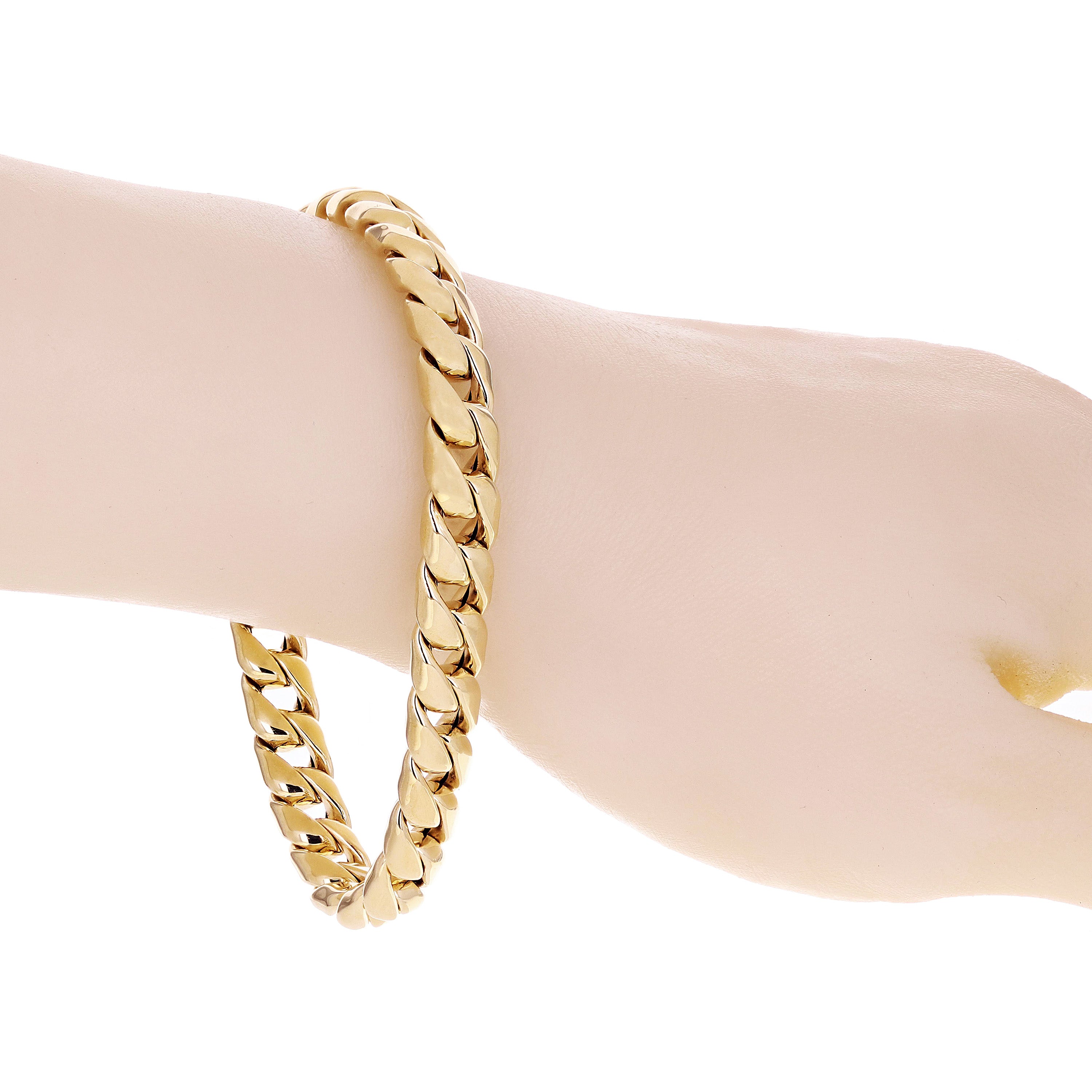 Italian 14k Yellow Gold Hollow Miami Cuban Chain Bracelet 8.25" 8.6mm 18 grams