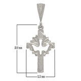 14k White Gold Dove Cross Charm Pendant 1.3" 1.5 grams