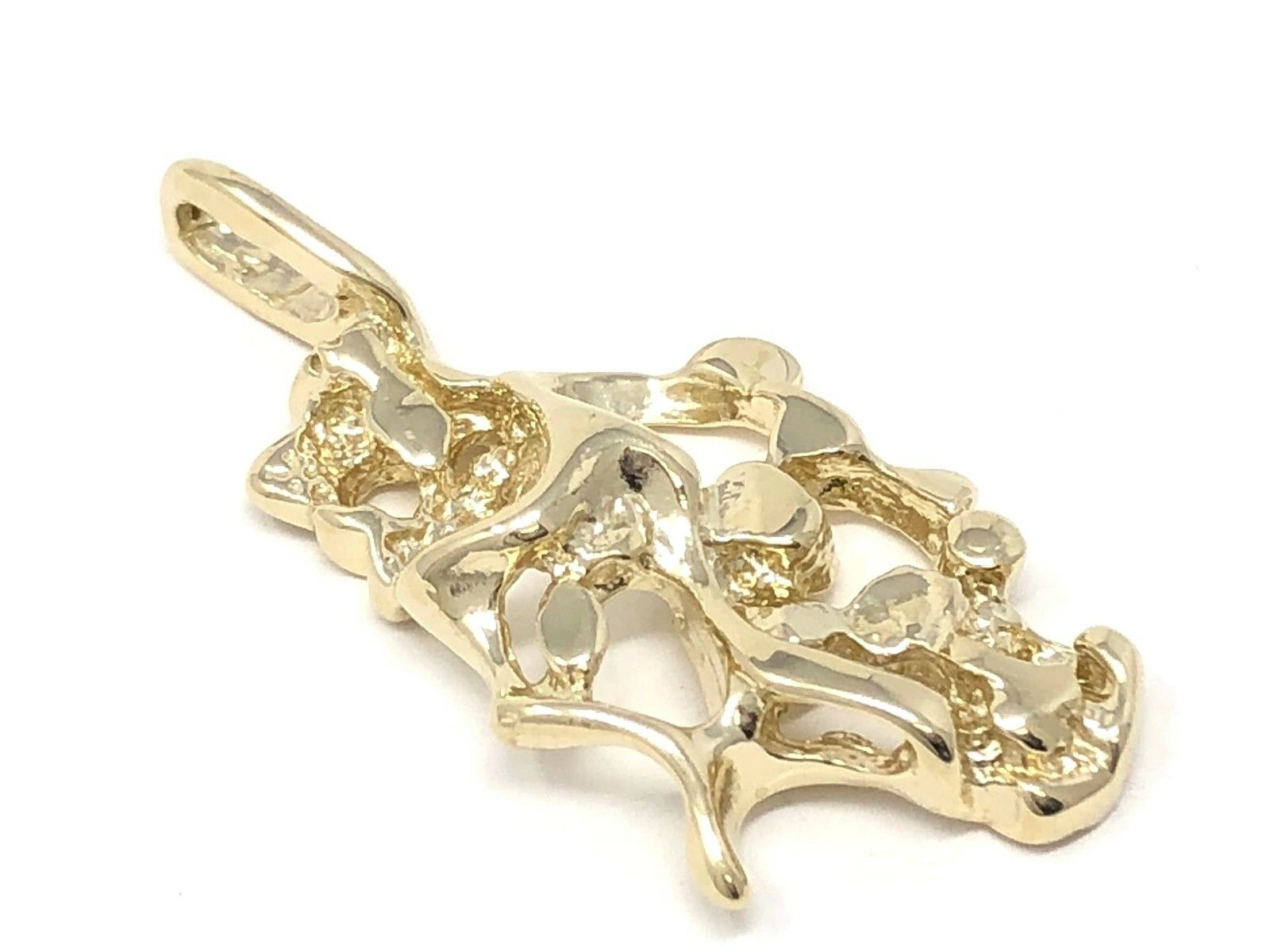 14k Yellow Gold Free Form Nugget Charm Pendant 1.3" 4.5 grams - Yellow