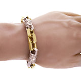 14k Two Tone Gold Solid Handmade Greek Key Link Bracelet 11mm 8.5" 97.6 grams - 8.5" 97.6 grams