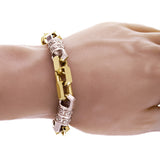 10k Two Tone Gold Solid Handmade Greek Key Link Bracelet 11mm 8.5" 86.9 grams - 8.5" 86.9 grams