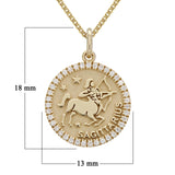 14k Yellow Gold Diamond Zodiac Sign Sagittarius Pendant Necklace 18" - Sagittarius,Yellow