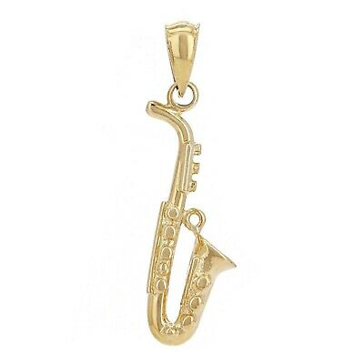 14k Yellow Gold 3-D Saxophone Charm Pendant 30mmx11mm 2.3 grams