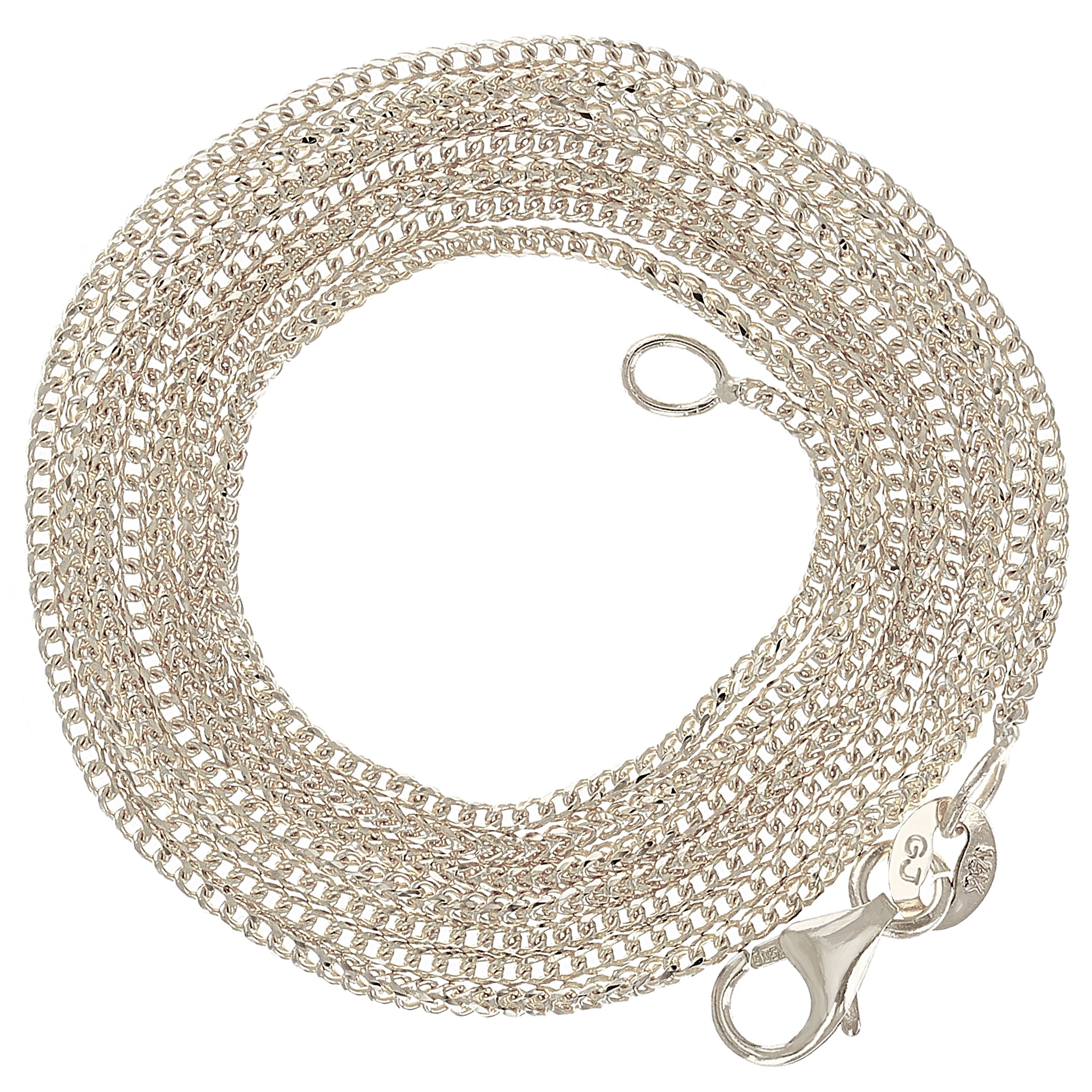 Italian 14k White Gold Solid Diamond Cut Franco Chain Necklace 18" 1.2mm 3.7 grams - White,18" 3.7 grams