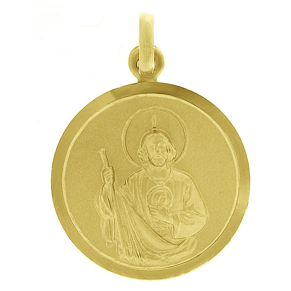 Italian 14k Yellow Gold Saint Jude Religious Charm Medal Pendant 1