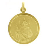 Italian 14k Yellow Gold Saint Jude Religious Charm Medal Pendant 1" 2.1 grams
