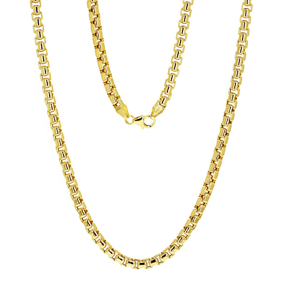Italian 14k Yellow Gold Venetian Box Link Chain Necklace 20