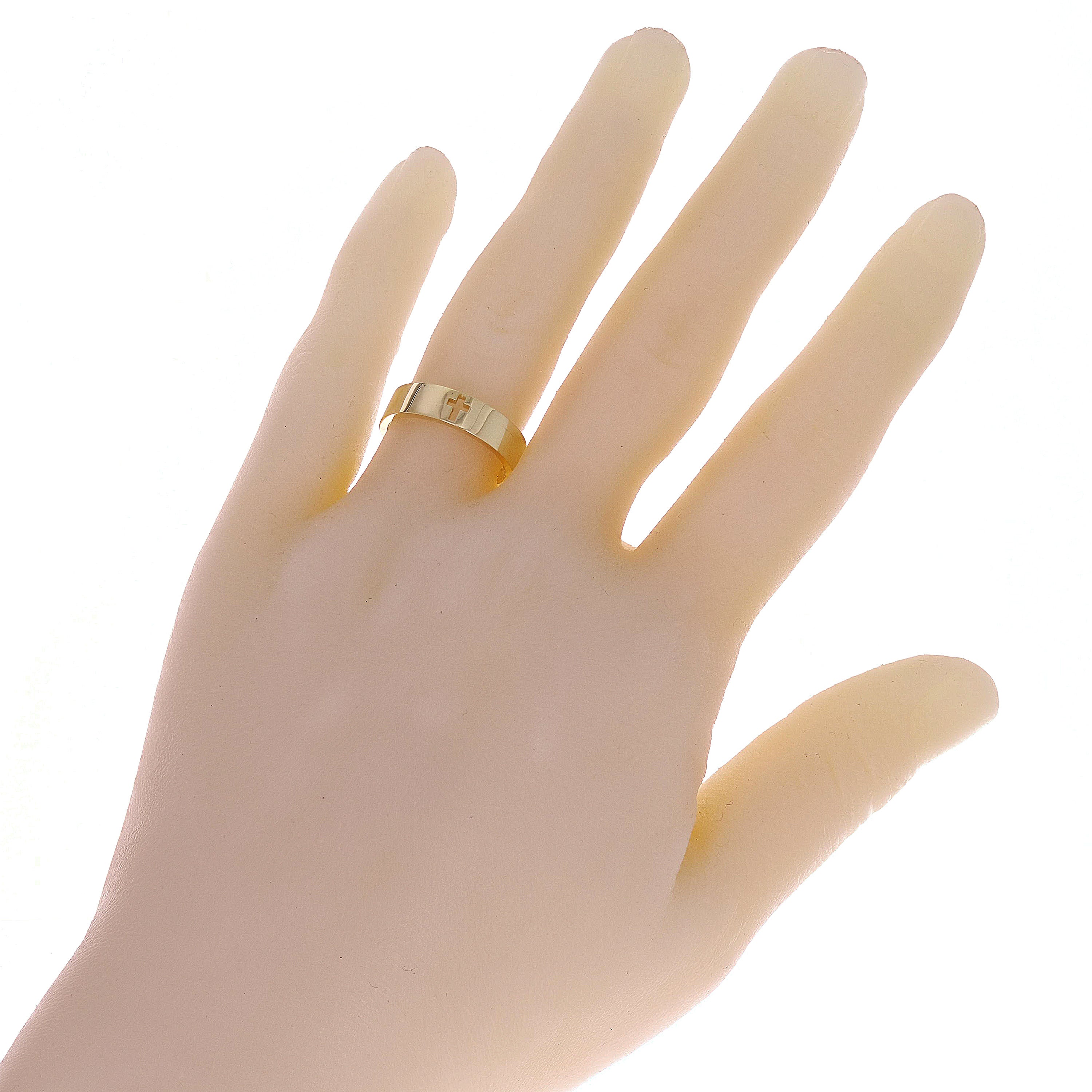 14k Yellow Gold Cutout Cross Ring Band Size 6.5 - 5mm 4.8 grams