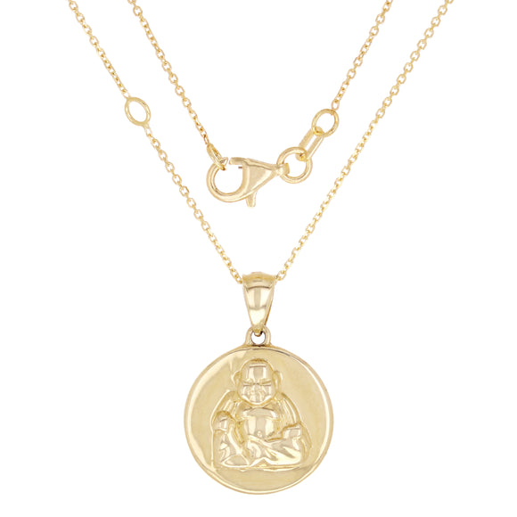 14k Yellow Gold Buddha Medal Necklace 18