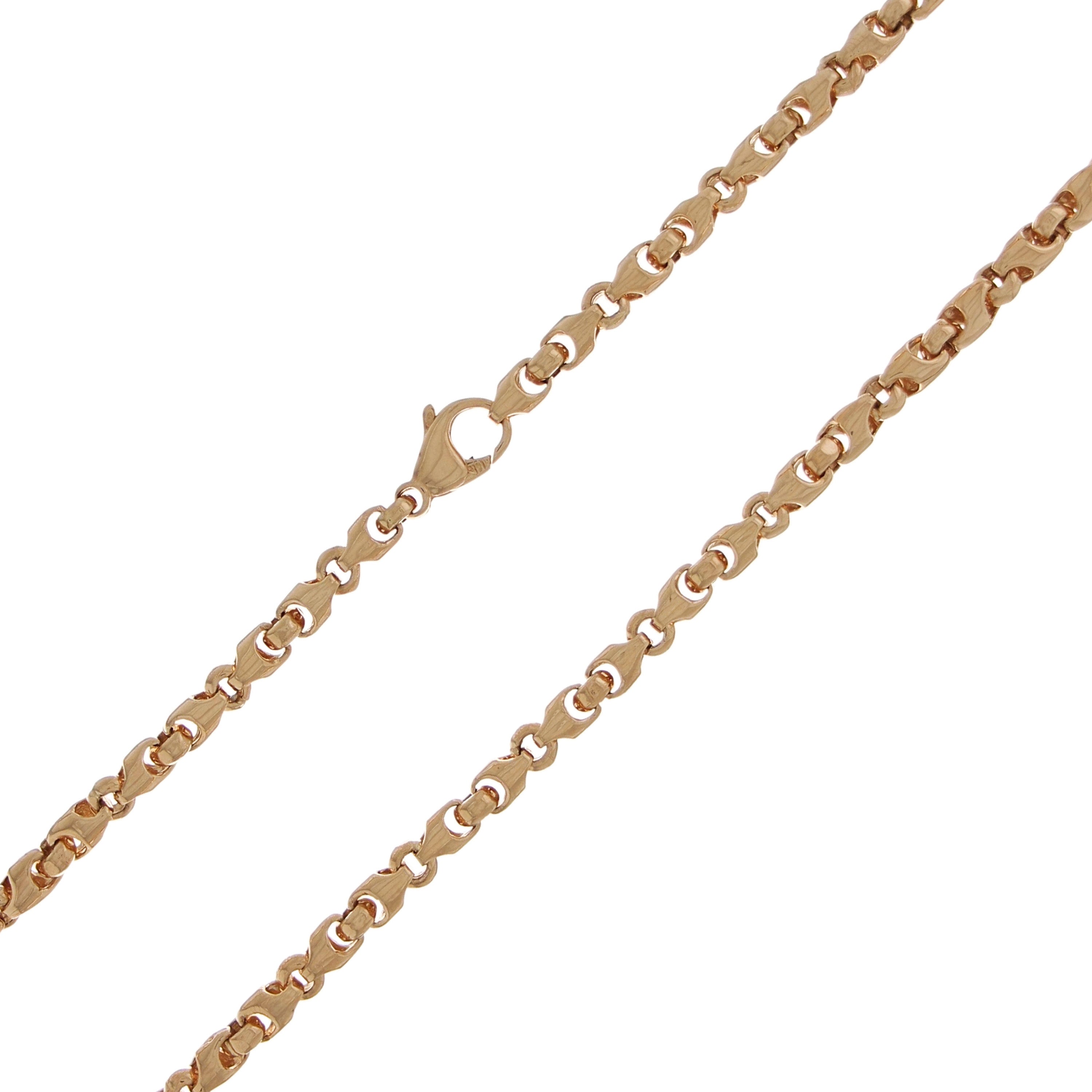 Men's 14k Rose Gold Handmade Fashion Link Necklace 20" 4.8mm - 20"
