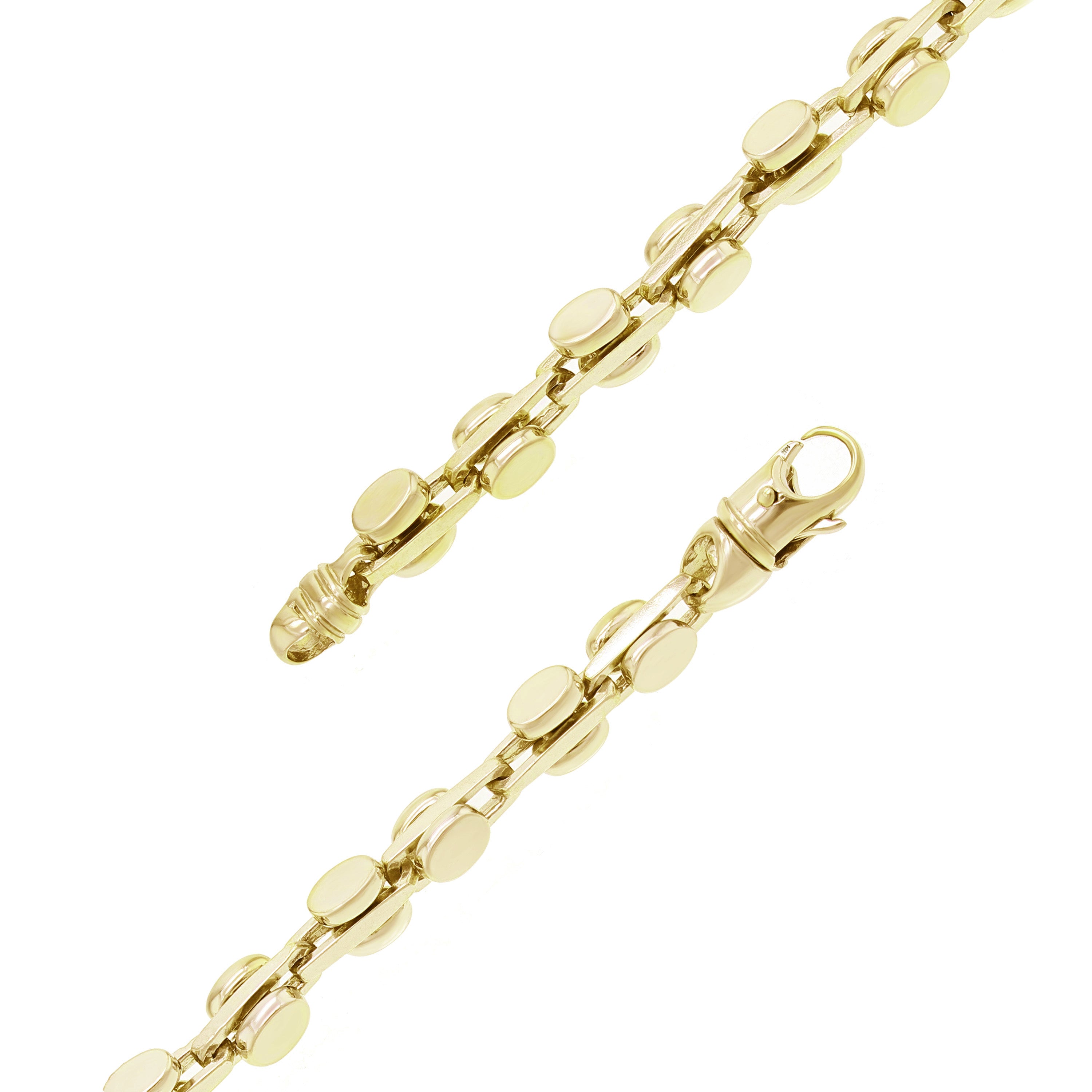 14k Yellow Gold Solid Handmade Fashion Link Bracelet 7" 6mm 27.2 grams - Yellow,7"