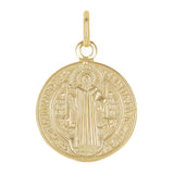 14k Yellow Gold Round Saint Benedict Medal Charm Pendant 1" 2.9 grams