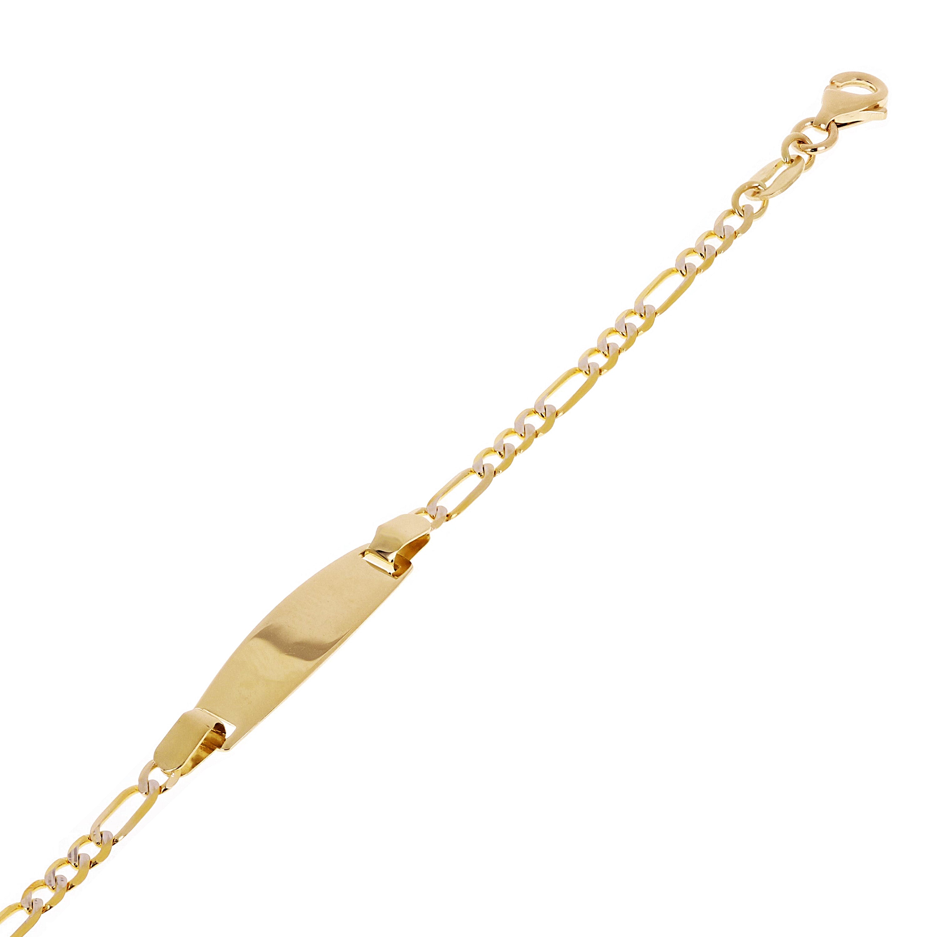 Italian 14k Two Tone Gold Engravable Baby Kids ID Figaro Bracelet 5.5" 2 grams