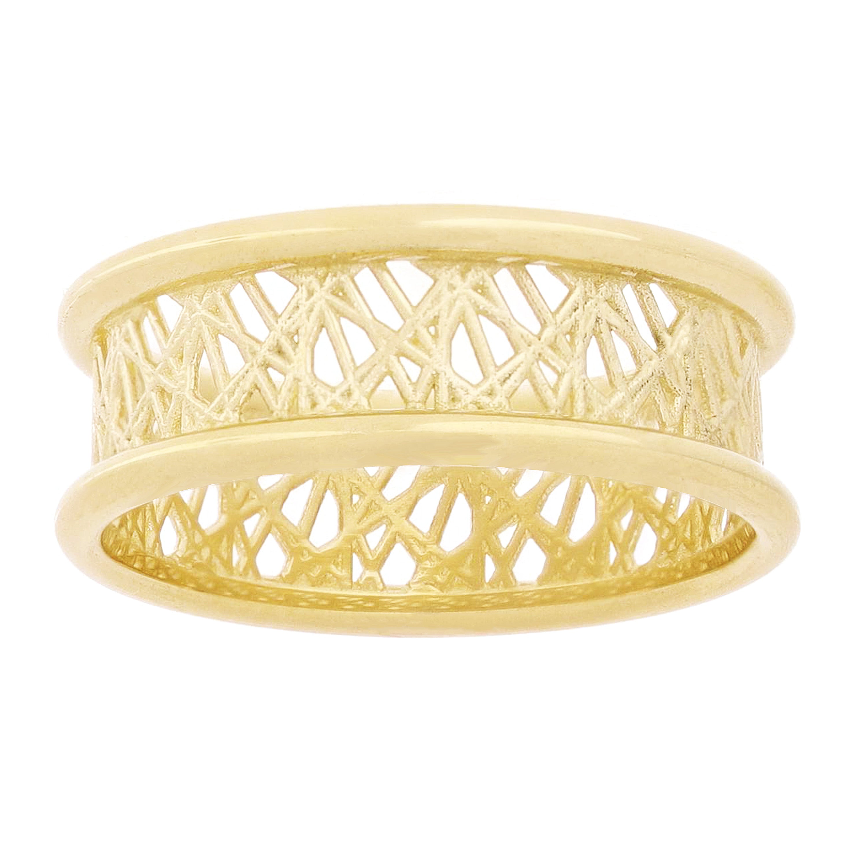 14k Yellow Gold Abstract Design Ring Band Size 7.5 - 7.5mm 3.9 grams