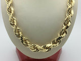 14k Yellow Gold Solid Diamond Cut Rope Chain Necklace 26" 12mm 263 grams