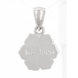 14k White Gold Word Kindness Flower Charm Pendant 2 grams - White