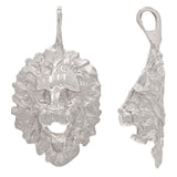 14k White Gold Solid Diamond Cut Lion Head Lion Face Charm Pendant 2.1 grams - White