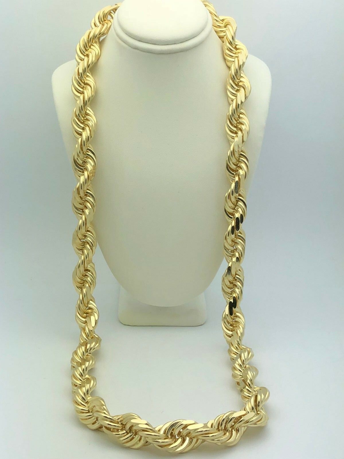 Men's Solid 14k Yellow Gold Diamond Cut Rope Chain 30" 15mm 550 grams