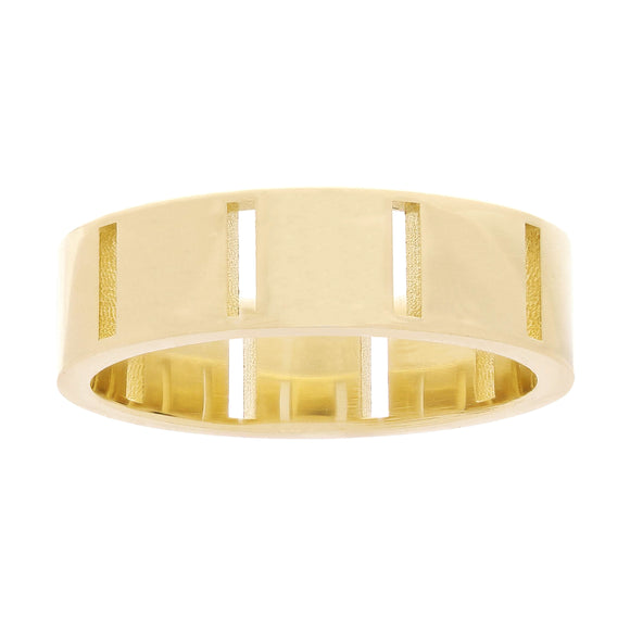 14k Yellow Gold Cut Out Bar Ring Band Size 6 - 5.3mm 5 grams