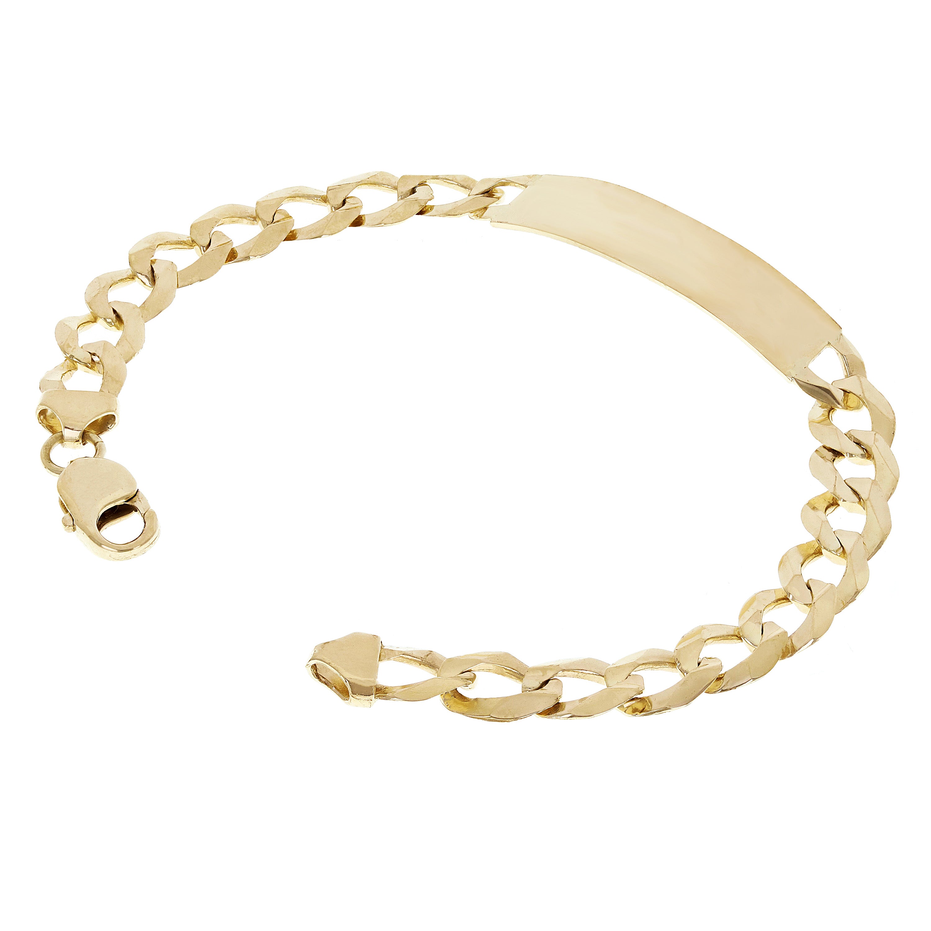 14k Yellow Gold Solid Engravable Cuban Curb Link Chain ID Bracelet 7" 10mm 16g - 7"