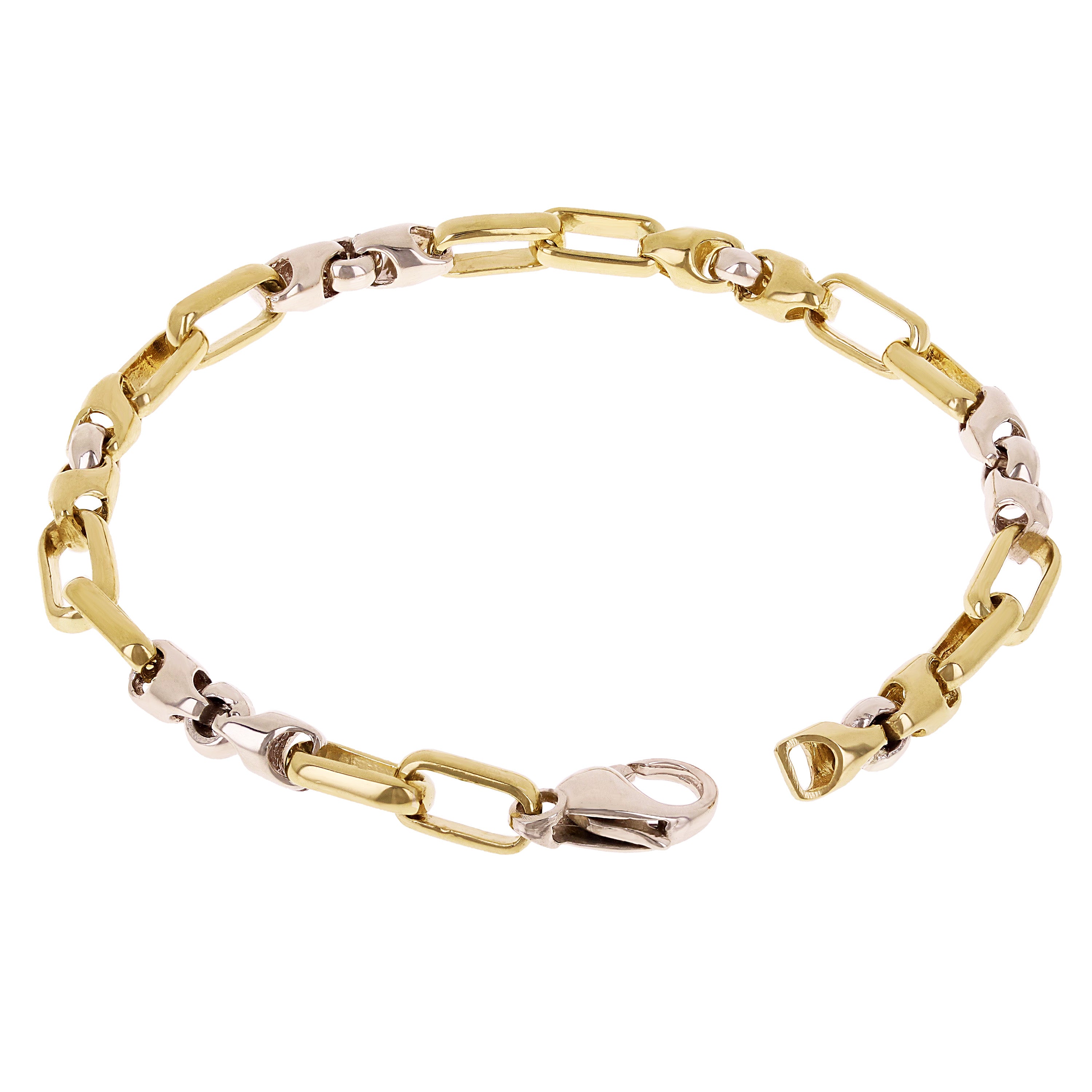 10k Two Tone Gold Solid Handmade Fashion Link Bracelet 7" 5mm 11.3 grams - 7" 11.3 grams