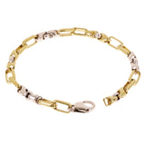 10k Two Tone Gold Solid Handmade Fashion Link Bracelet 7" 5mm 11.3 grams - 7" 11.3 grams