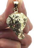 14k Yellow Gold Solid Diamond Cut Good Luck Elephant Pendant 1.65" 9.8 grams - Yellow