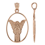 14k Rose Gold Guardian Angel Charm Pendant 1.4" 2.6 grams - Rose