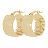 Italian 14k Yellow Gold Hollow Hammered Hoop Earrings 18mm x 8.8mm 3.4 grams