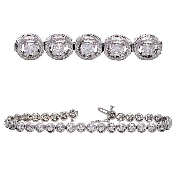 14k White Gold 2.25ctw Diamond Circle Link Tennis Bracelet 7