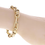 Italian 14k Yellow Gold Hollow Oval Textured & Round Bracelet 7.75" 10mm 10g