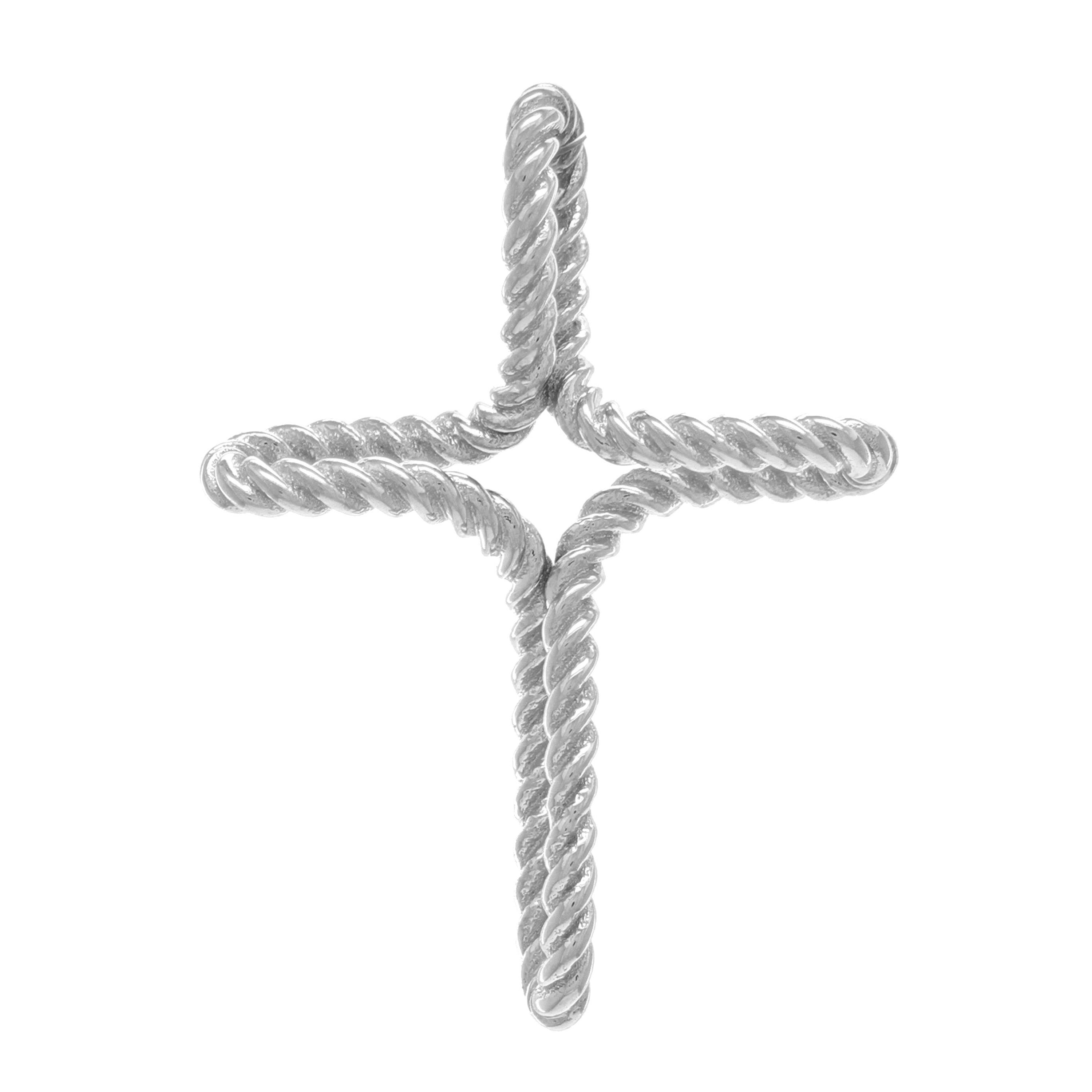 14k Yellow White or Rose Gold Religious Twisted Rope Cross Charm Pendant