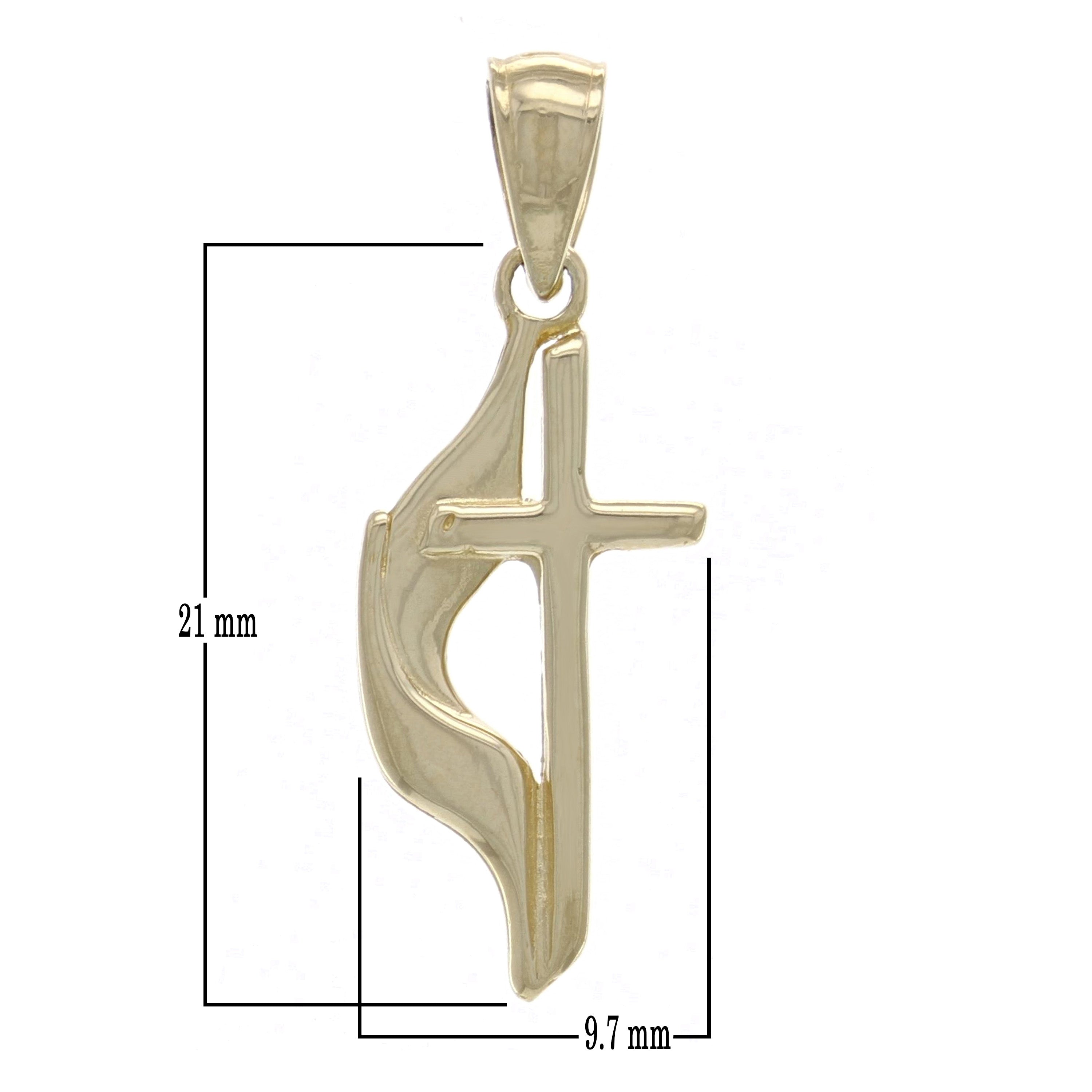 14k Yellow Gold Solid Religious Methodist Cross Charm Pendant 1.4" 2.8 grams - Yellow