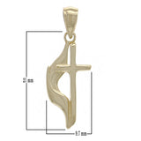 14k Yellow Gold Solid Religious Methodist Cross Charm Pendant 1.4" 2.8 grams - Yellow