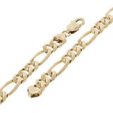 Men's 14k Yellow Gold Figaro Chain Bracelet 7" 7.75mm 18.2 grams - 7"