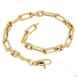 Italian 14k Yellow Gold Hollow Oval Paper Clip Link Bracelet 7.75" 5mm 4.9 grams