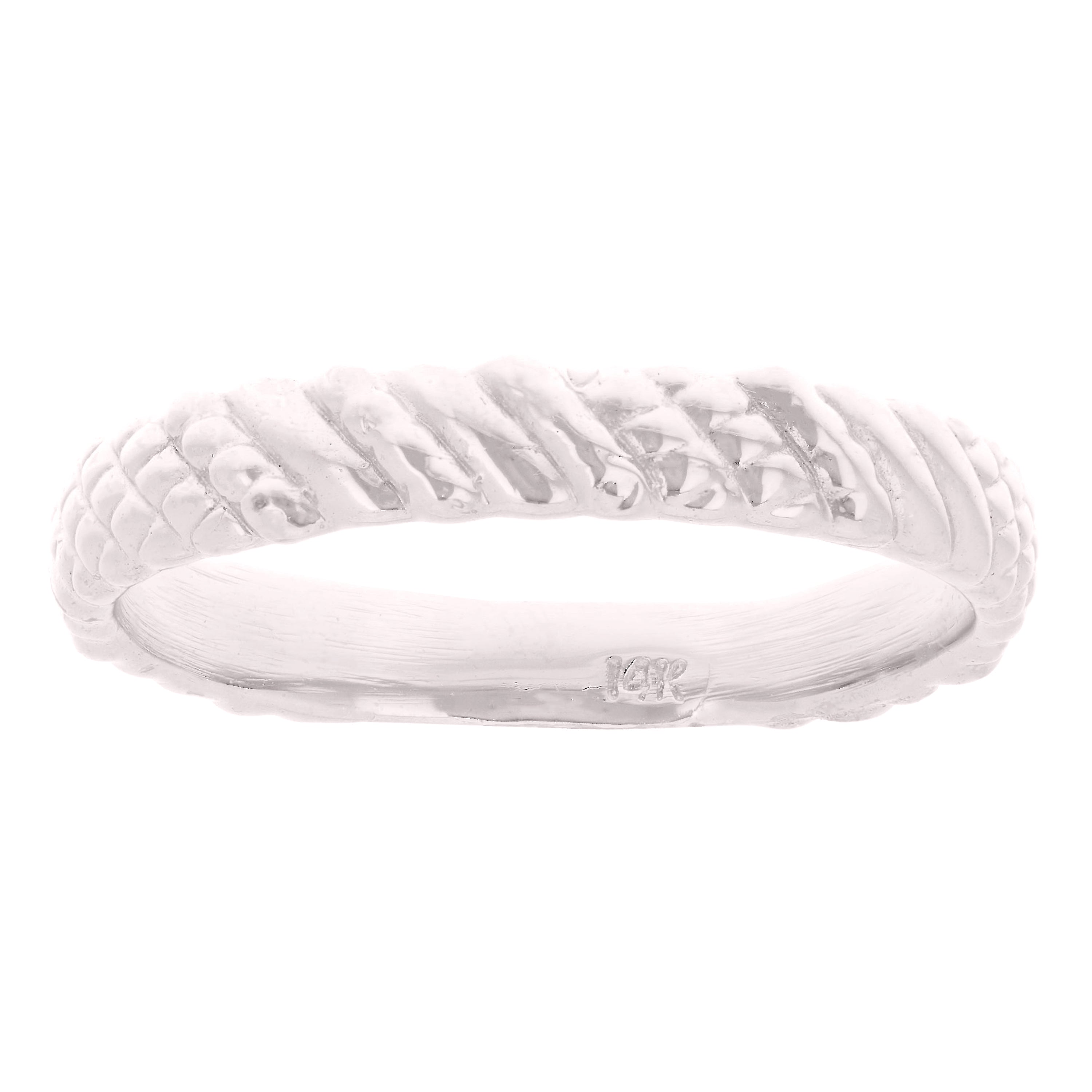 14k White Gold Twist Pattern Ring 2.8 grams Size 6.5 - White