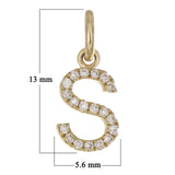 14k Yellow Gold Diamond Initial Letter S Charm Pendant - Letter S,Yellow