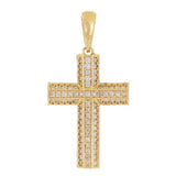 14k Yellow Gold 0.81ctw Diamond 3 Row Cross Pendant 1.5" 4.6 grams