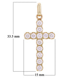 14k Yellow Gold 1ctw 2.6mm Diamonds Religious Cross Pendant