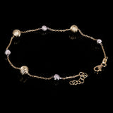 Italian 14k Two-Tone Gold Diamond Cut Ball Bead Station Bracelet 8.25" 4 & 6mm - 8.25" 6mm