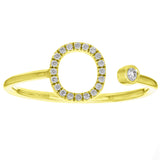14k Yellow Gold Diamond Initial Letter O Ring Size 6 - Letter O,Yellow